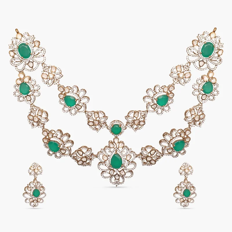dainty birthstone ring for women Yaavini Moissanite Silver Necklace Set