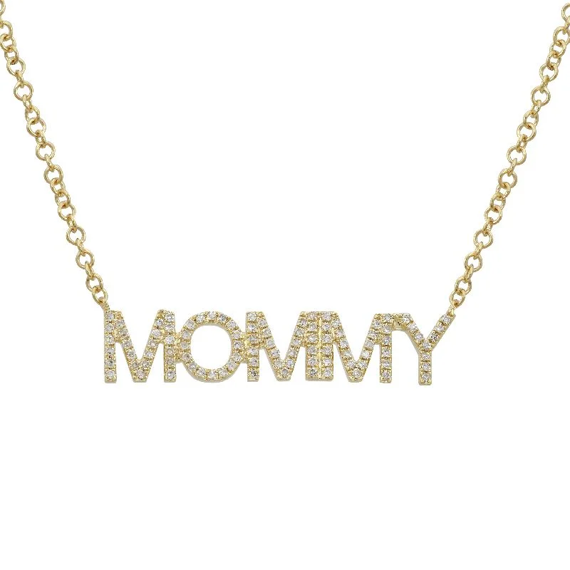 14K Yellow Gold Diamond "MOMMY" Necklace