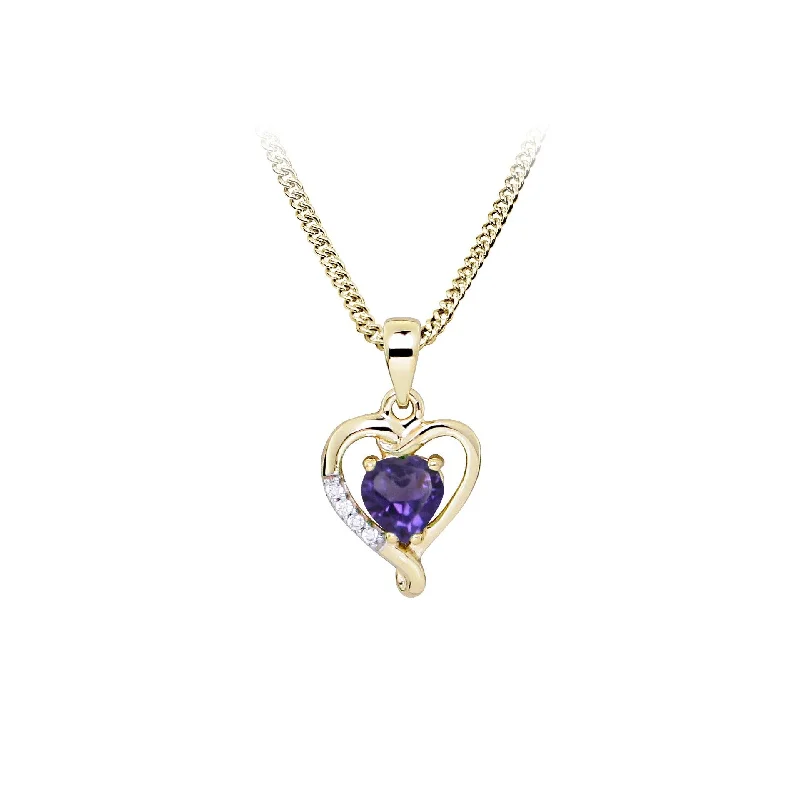 unique moon phase ring Casablanca Purple Amethyst Heart Necklace