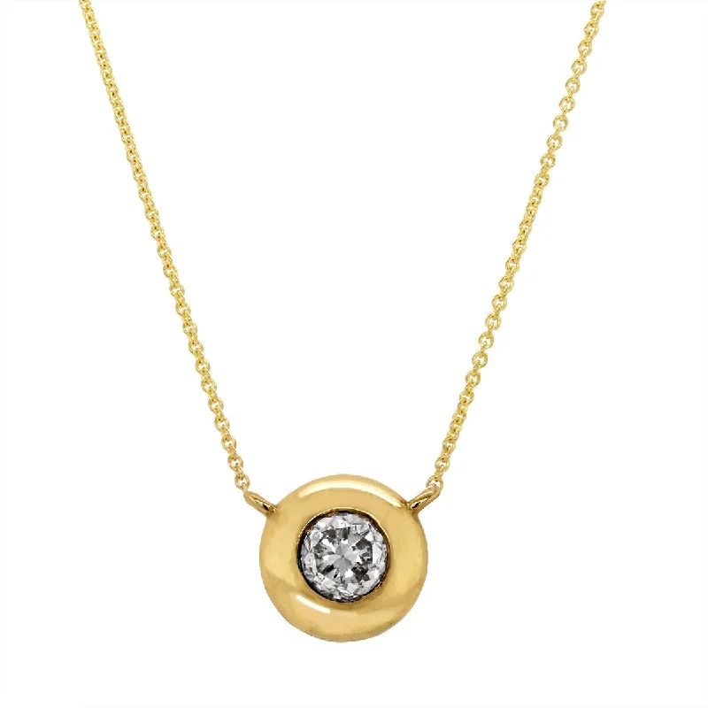 YELLOW GOLD BEZEL SET SOLITAIRE DIAMOND PENDANT, 1/4 CT TW