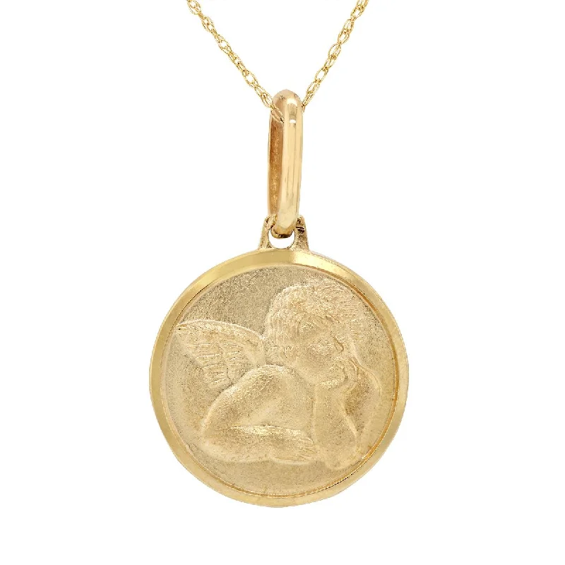 gemstone infinity bracelet YELLOW GOLD CHERUB ANGEL MEDAL PENDANT
