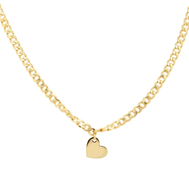 YELLOW GOLD CHOKER NECKLACE WITH HEART CHARM