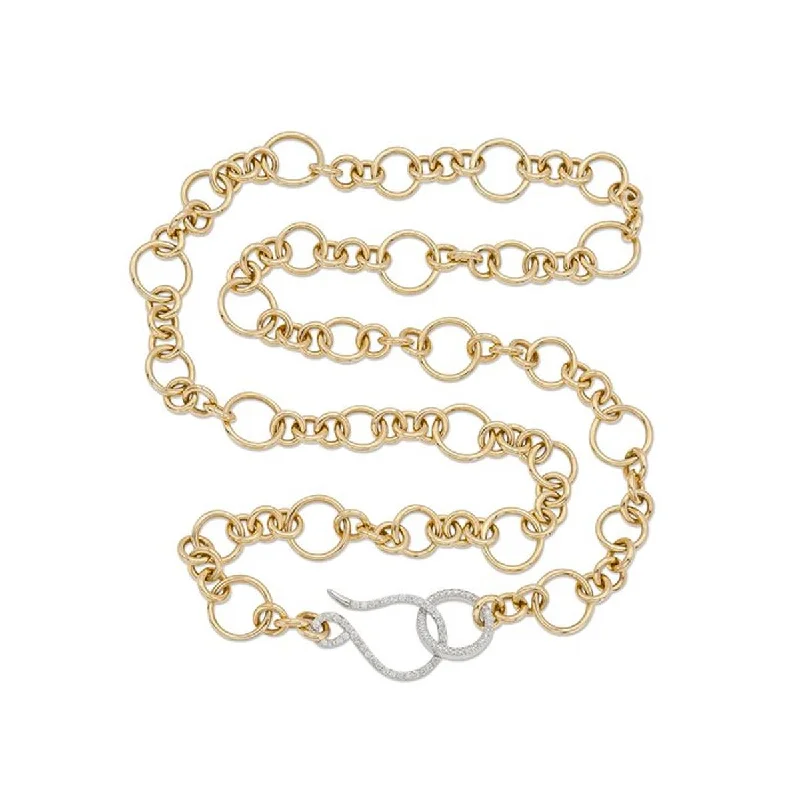 statement gold cuff earrings YELLOW GOLD CIRCLE LINK NECKLACE WITH ROUND CUT DIAMONDS, 1.12 CT TW statement gold cuff earrings YELLOW GOLD CIRCLE LINK NECKLACE WITH ROUND CUT DIAMONDS, 1.12 CT TW