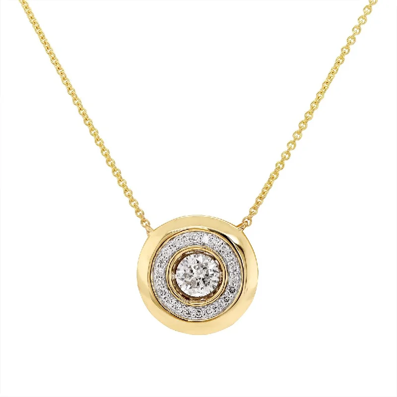 YELLOW GOLD CIRCLE PENDANT WITH DIAMONDS, .50 CT TW