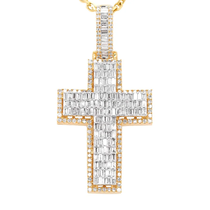 round-cut blue sapphire earrings YELLOW GOLD CROSS PENDANT WITH DIAMONDS, 1.77 CT TW round-cut blue sapphire earrings YELLOW GOLD CROSS PENDANT WITH DIAMONDS, 1.77 CT TW