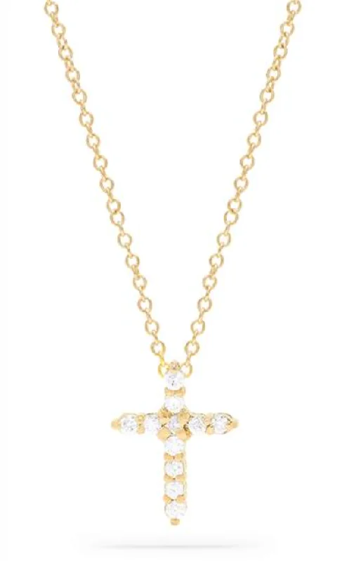 14K Yellow Gold Diamond Cross Pendant