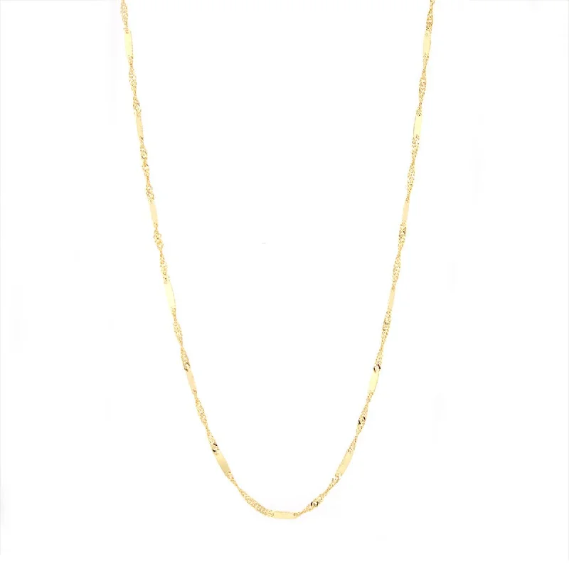 YELLOW GOLD DIAMOND CUT TWISTED MIRROR CHAIN NECKLACE