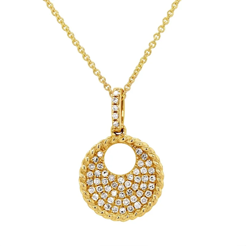 gold moonstone cocktail ring YELLOW GOLD DIAMOND PAVE CIRCLE PENDANT, .21 CT TW