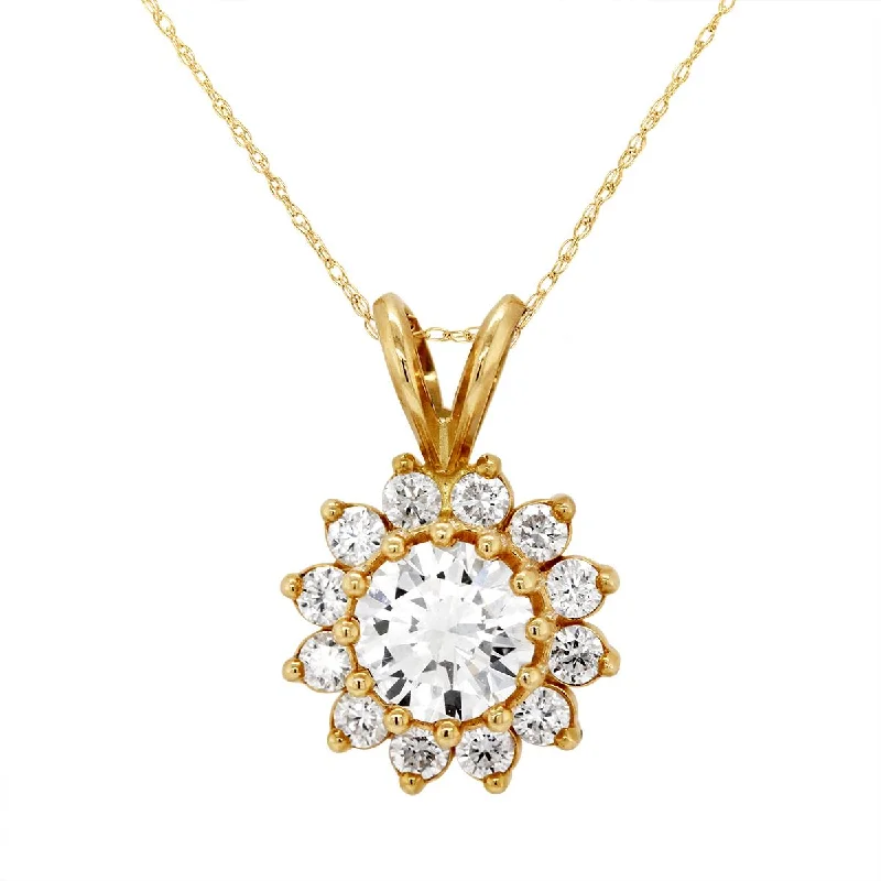 sterling silver herringbone chain YELLOW GOLD DIAMOND PENDANT WITH HALO, 1 1/2 CT TW sterling silver herringbone chain YELLOW GOLD DIAMOND PENDANT WITH HALO, 1 1/2 CT TW
