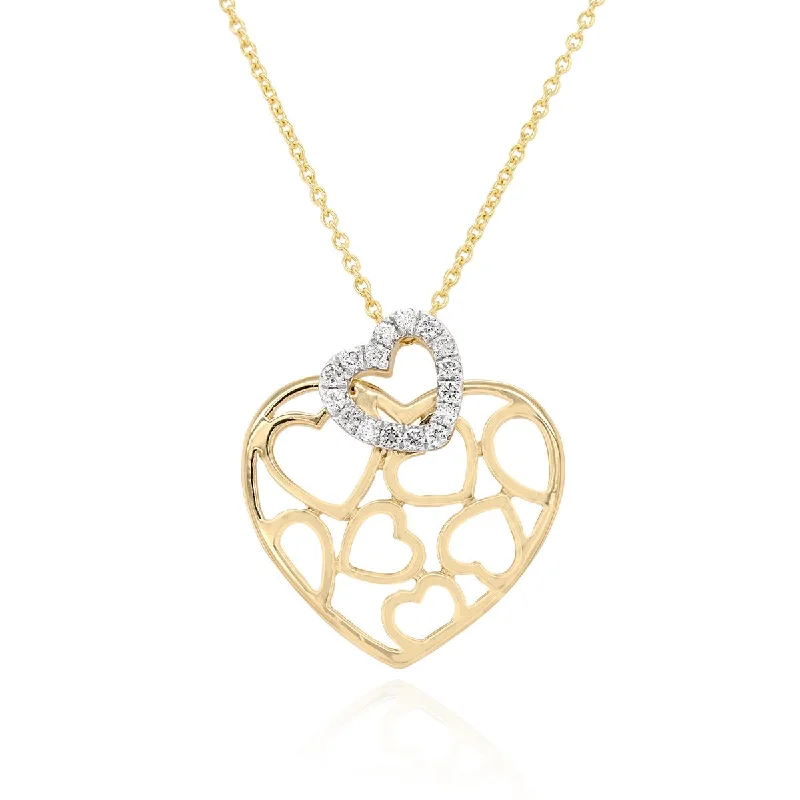 unique diamond stud earrings YELLOW GOLD HEART WITH HEART PATTERN DIAMOND NECKLACE, .11 CT TW unique diamond stud earrings YELLOW GOLD HEART WITH HEART PATTERN DIAMOND NECKLACE, .11 CT TW