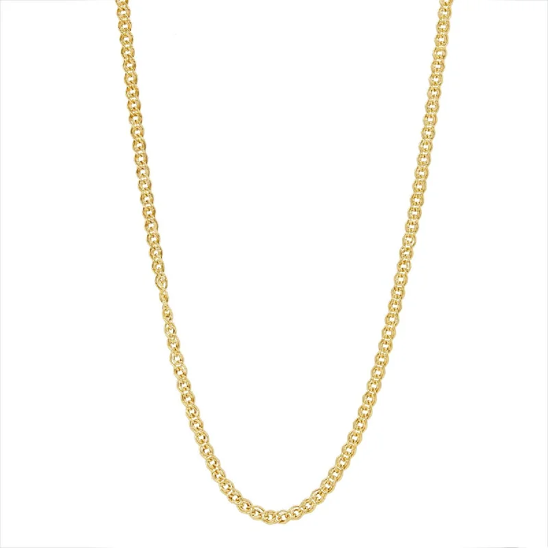 YELLOW GOLD HOLLOW CURB LINK CHAIN NECKLACE