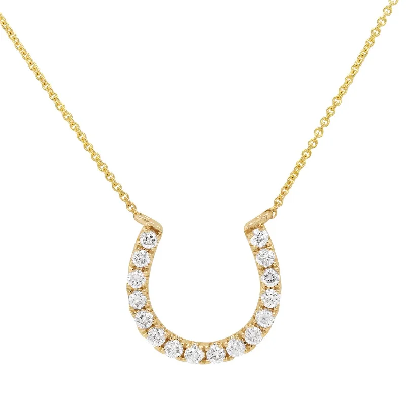 modern geometric drop earrings YELLOW GOLD HORSESHOE PENDANT WITH DIAMONDS, .30 CT TW