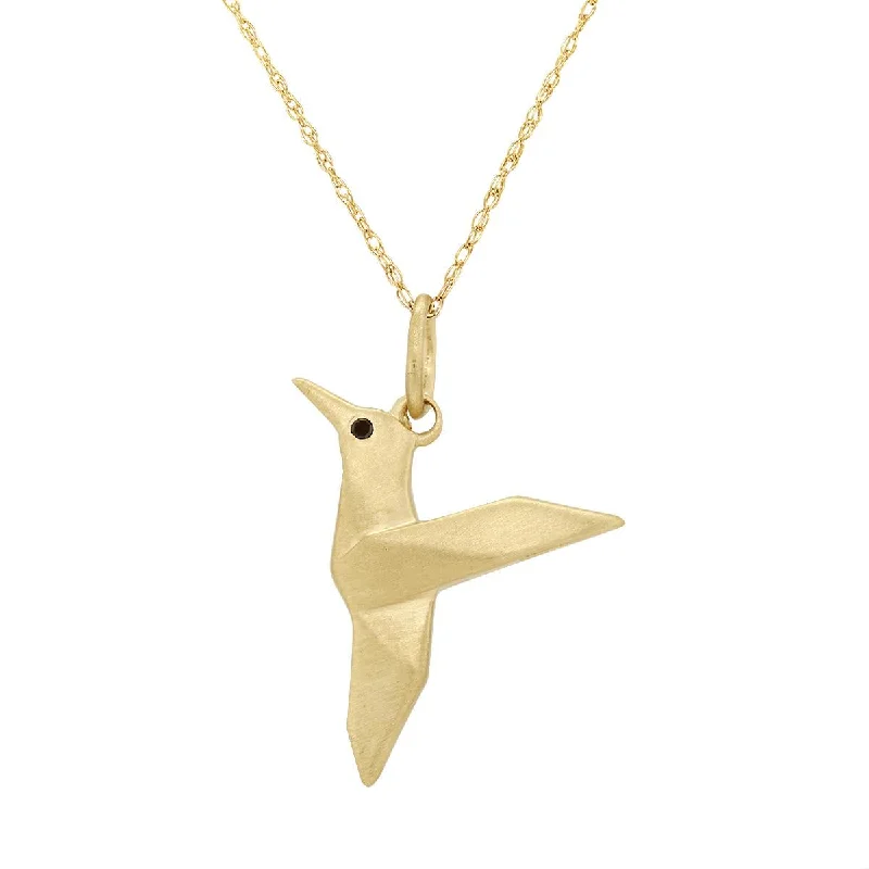 delicate floral wedding band YELLOW GOLD HUMMINGBIRD PENDANT WITH 2 BLACK DIAMONDS, .01 CT TW delicate floral wedding band YELLOW GOLD HUMMINGBIRD PENDANT WITH 2 BLACK DIAMONDS, .01 CT TW