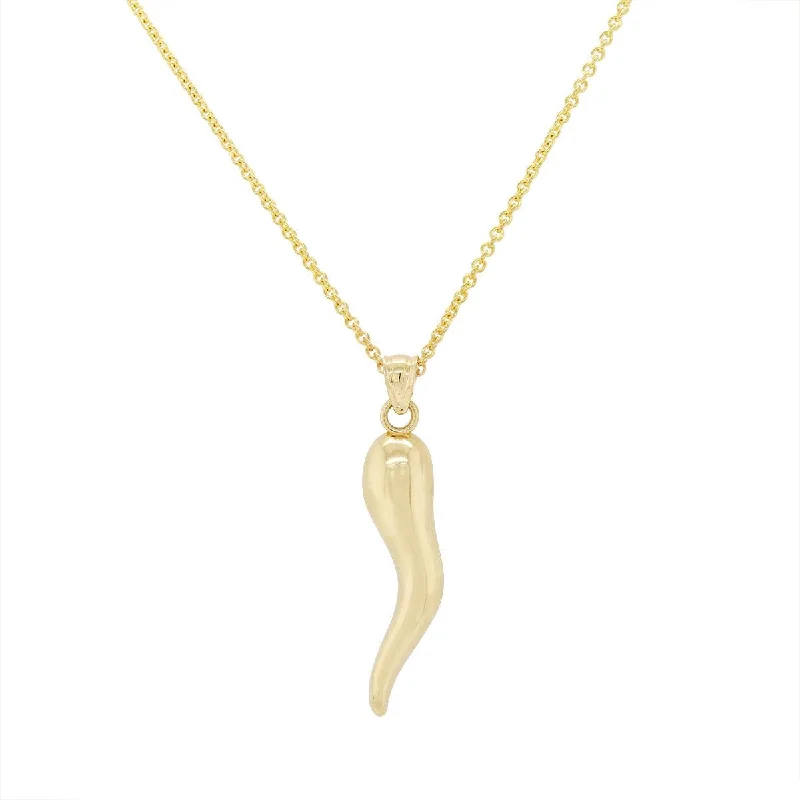tiny gold huggie hoops YELLOW GOLD ITALIAN HORN CHARM PENDANT