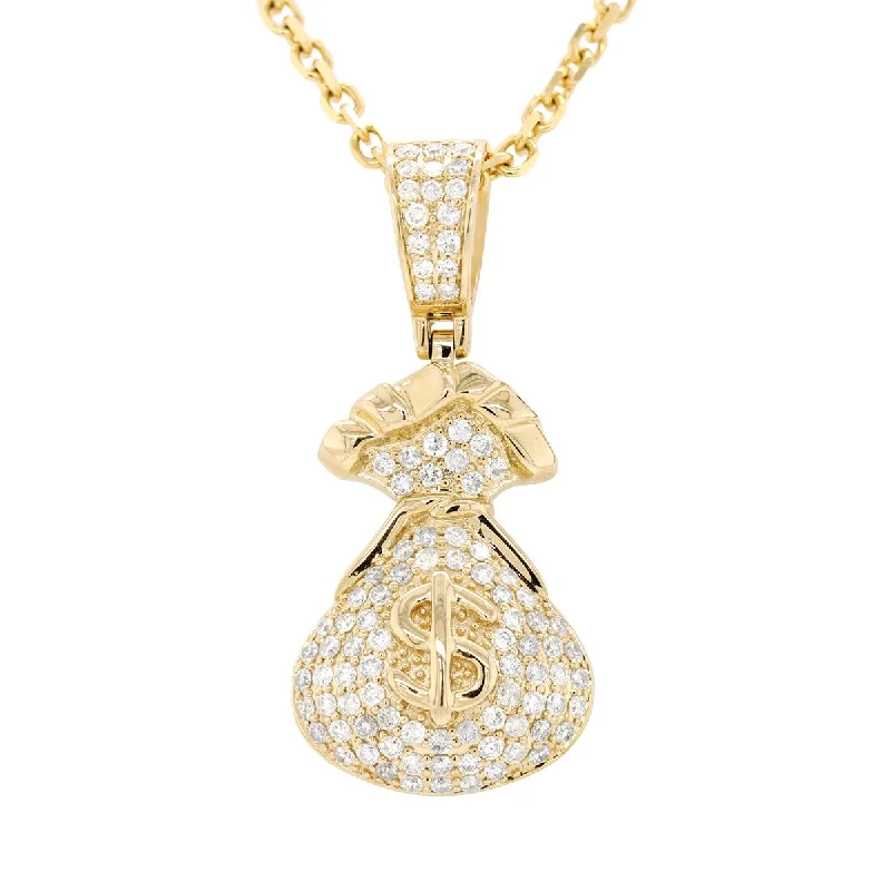 sterling silver charm anklet YELLOW GOLD MONEYBAG PENDANT WITH DIAMONDS, 1.30 CT TW sterling silver charm anklet YELLOW GOLD MONEYBAG PENDANT WITH DIAMONDS, 1.30 CT TW