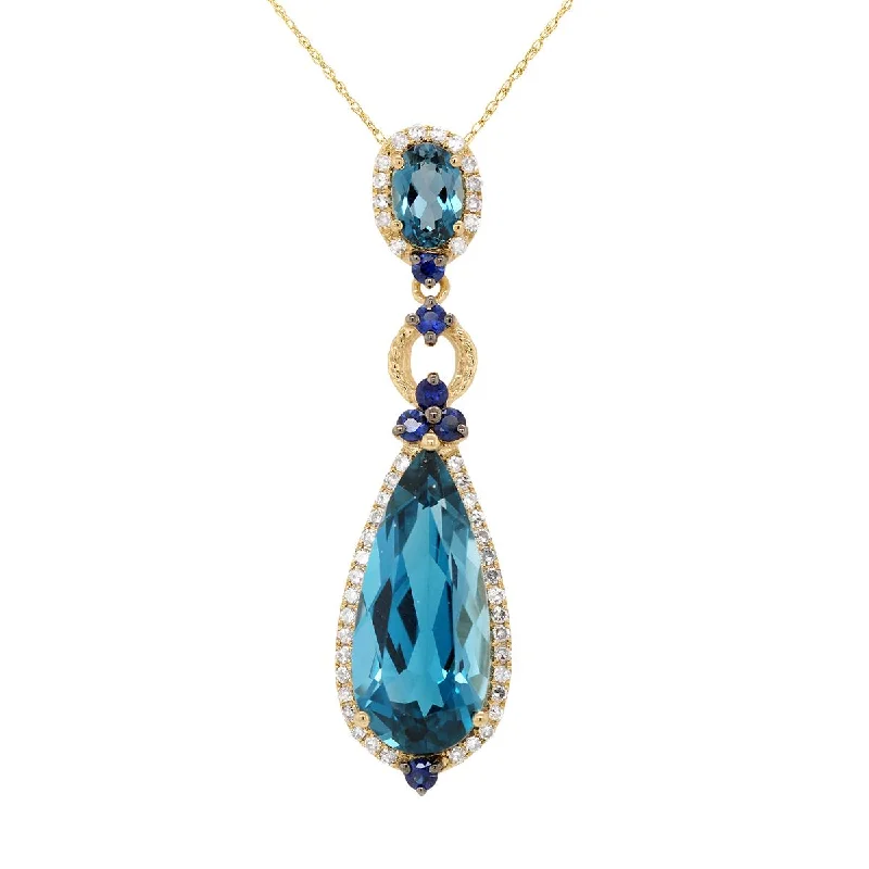minimalist sapphire drop necklace YELLOW GOLD NECKLACE WITH BLUE TOPAZ, SAPPHIRE AND DIAMOND PENDANT, .23 CT TW minimalist sapphire drop necklace YELLOW GOLD NECKLACE WITH BLUE TOPAZ, SAPPHIRE AND DIAMOND PENDANT, .23 CT TW