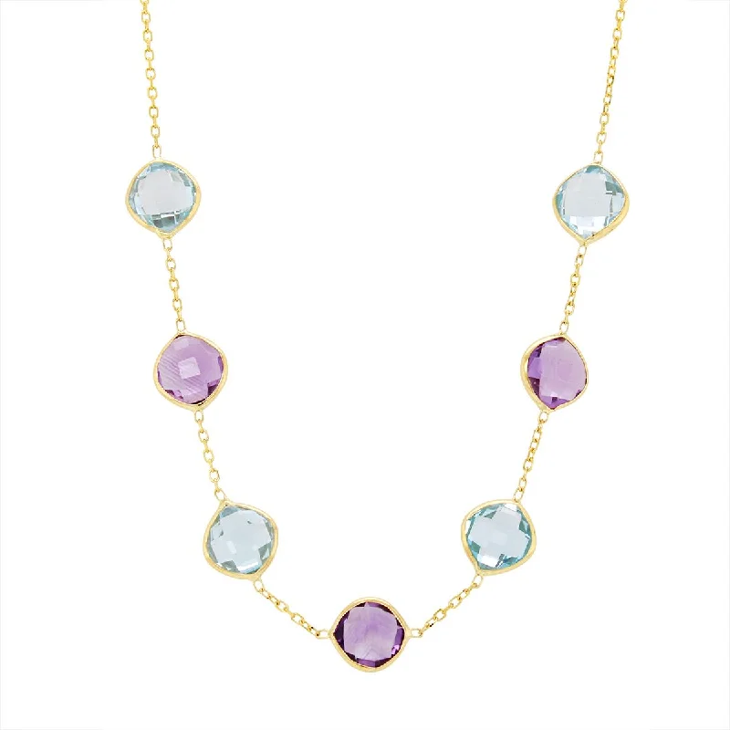 bold gothic vampire ring YELLOW GOLD NECKLACE WITH TOPAZ AND AMETHYST GEMSTONES
