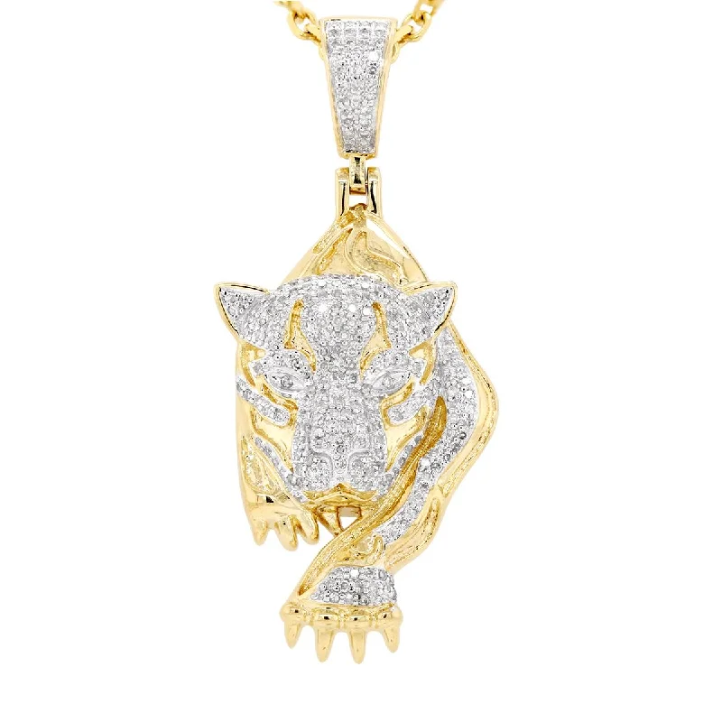 vintage crystal chandelier earrings YELLOW GOLD PANTHER PENDANT WITH DIAMONDS, .63 CT TW vintage crystal chandelier earrings YELLOW GOLD PANTHER PENDANT WITH DIAMONDS, .63 CT TW