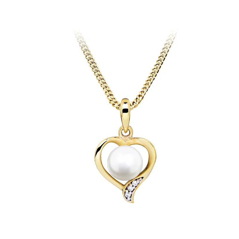 gold wedding band for men Casablanca Pearl & Diamond Heart Necklace