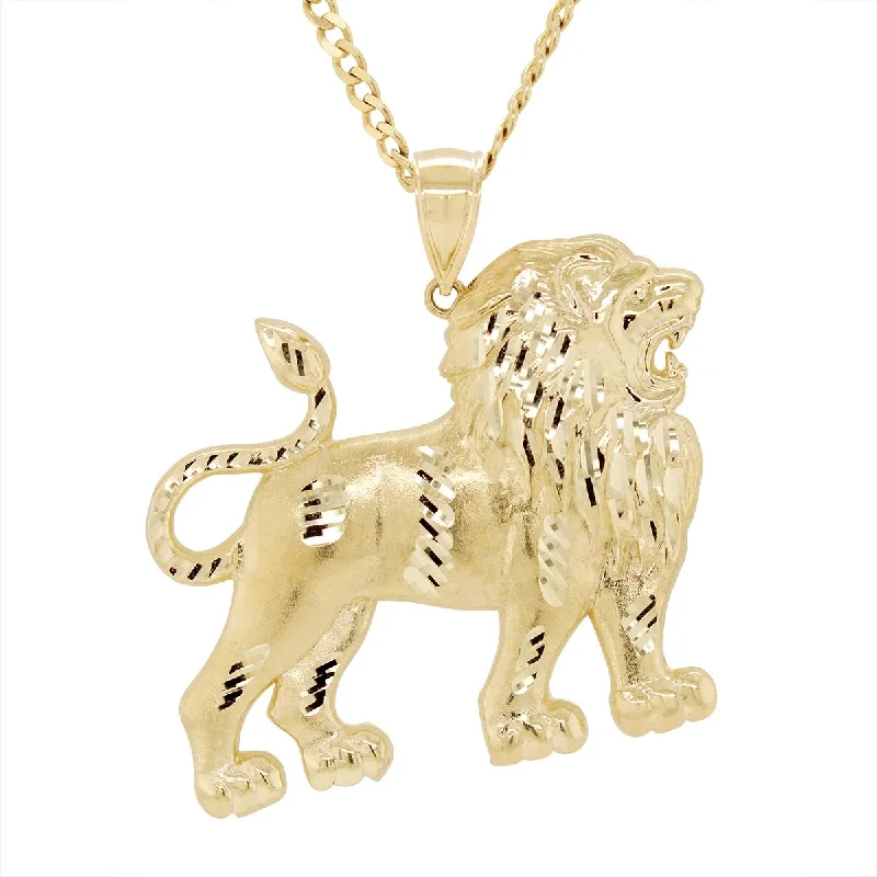 handmade clay bead earrings YELLOW GOLD STANDING LION CHARM PENDANT