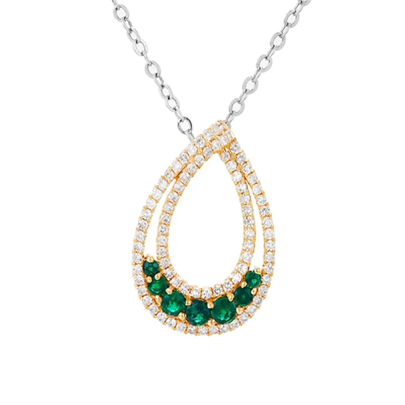 unique diamond tennis bracelet YELLOW GOLD TEAR DROP SHAPED PENDANT WITH EMERALDS AND DIAMONDS, .48 CT TW unique diamond tennis bracelet YELLOW GOLD TEAR DROP SHAPED PENDANT WITH EMERALDS AND DIAMONDS, .48 CT TW