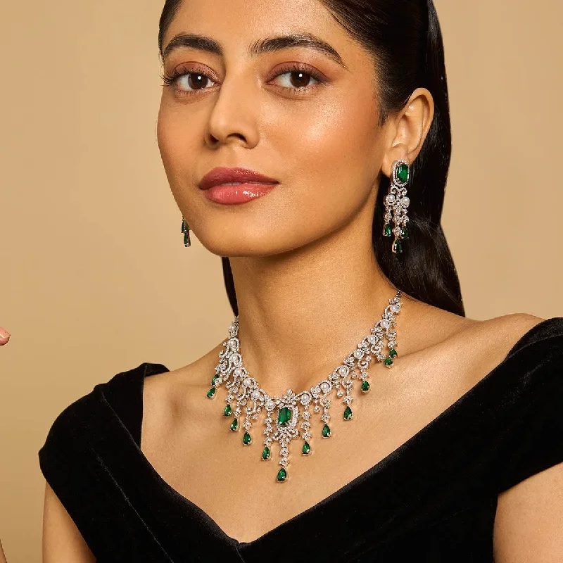silver moon and star pendant Zircon Necklace 173280